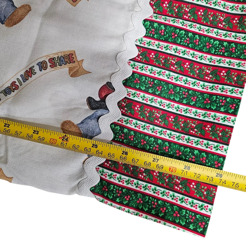 Blue Jean Teddy Vintage Kids Pillowcase Handmade Christmas Poinsetta Holiday VTG